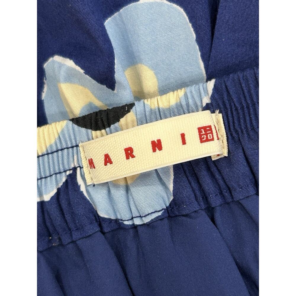 Marni Uniqlo Balloon Floral Skirt Womens Size XS Navy Blue Cotton Twill Pull On - Picture 6 of 7